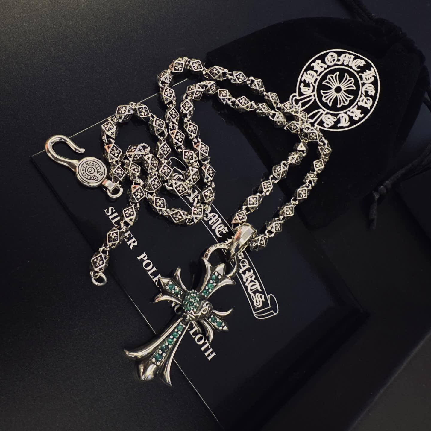 Chrome Hearts Silver Cross Pendant with Chain